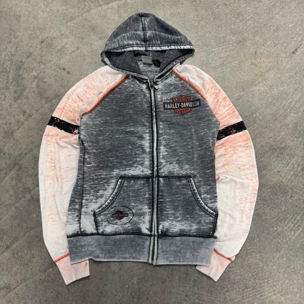 Harley-Davidson Black and White Zip-Up Hoodie